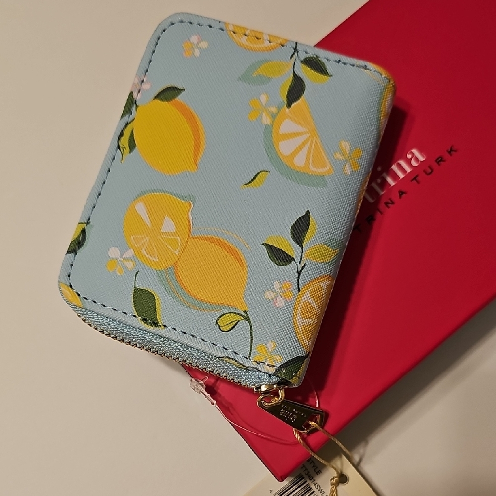 Trina Turk Blue and Yellow Wallet with Citrus Pattern - Picture 3 of 9
